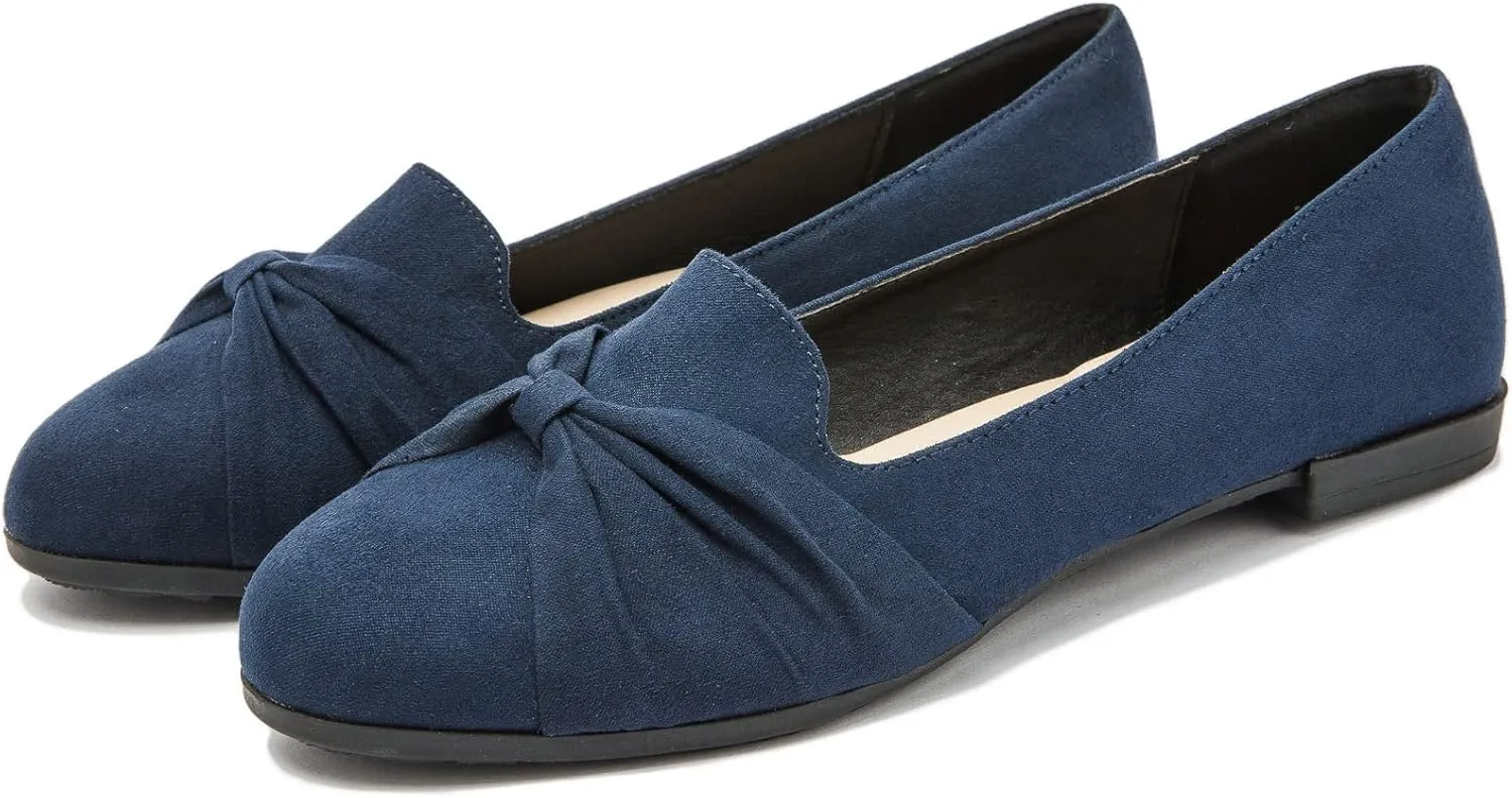 Saidoteto Women's Ballet Flats, Comfortable Round Toe Slip On Flat Shoes Classic Suede Office Dress Shoes for Work