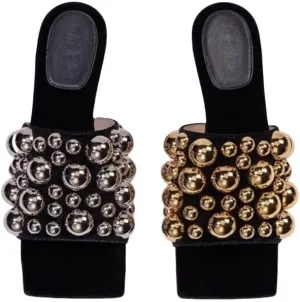 Saint Leia Women's Flat Sandals Silk Comfortable Slip On Slide Sandals Fashion Shoes