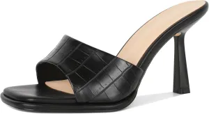 SAMMITOP Women's High Stiletto Heels Sandals Square Open Toe One Band Slip On Mules Slide Comfort Party Dating Daily Vacation Shoes 3.5 Inch