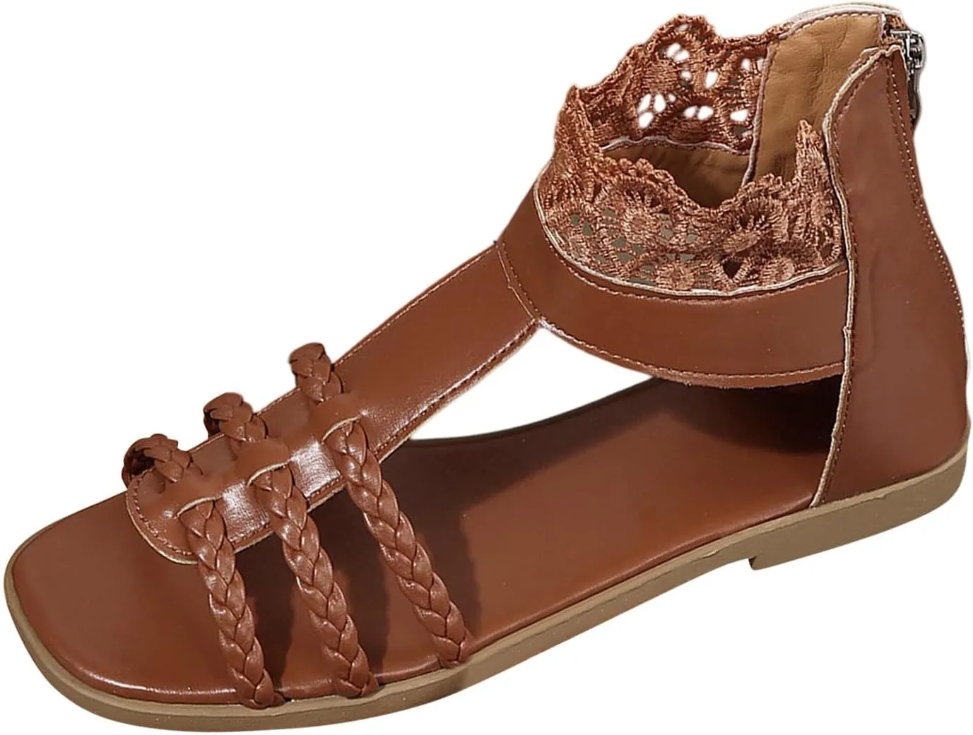 Sandals for Women Trendy Wide Width Sandals Dressy Strappy Flat Sandals Summer Beach Sandal Open Toe Breathable Shoes