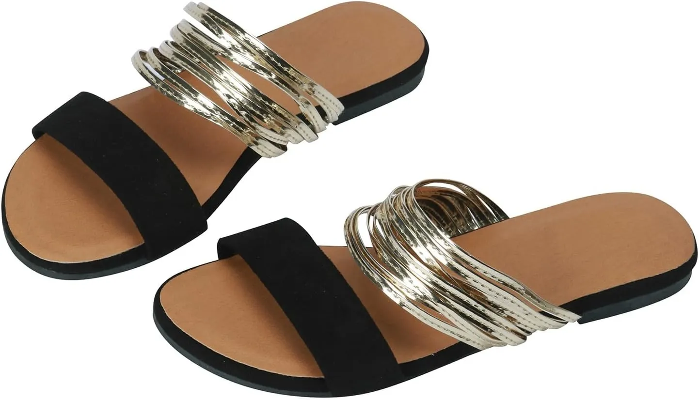 Sandals Women Open Toe Yoga Foam Non-Slip Shining Womens Sandals Unique Style Design Soft Comfortable Footbed Sandals