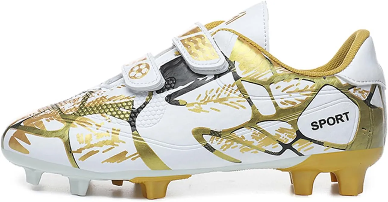 SANEARDE Boys Fashion Soccer Cleats Outdoor/Indoor Athletic Youth Flexible Football Shoes Ground Training Sneakers Lightweight Comfortable Little Kids/Big Kids
