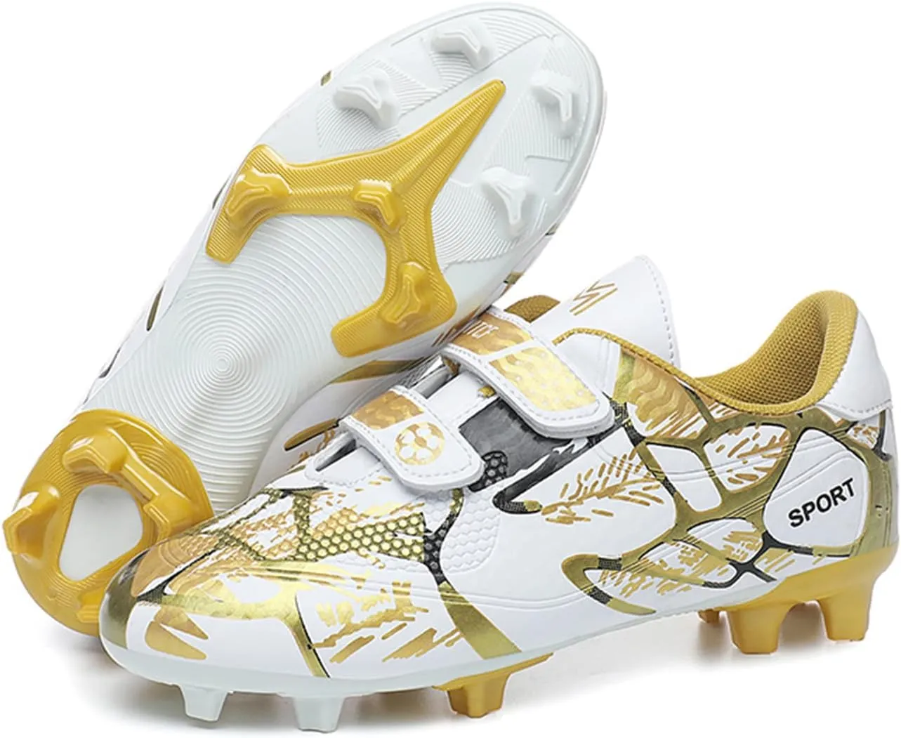 SANEARDE Boys Fashion Soccer Cleats Outdoor/Indoor Athletic Youth Flexible Football Shoes Ground Training Sneakers Lightweight Comfortable Little Kids/Big Kids