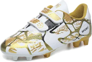 SANEARDE Boys Fashion Soccer Cleats Outdoor/Indoor Athletic Youth Flexible Football Shoes Ground Training Sneakers Lightweight Comfortable Little Kids/Big Kids