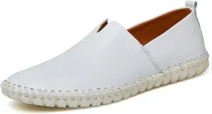 Santimon Men's Leather Espadrille Slip-On Plain Toe Casual Dress Loafer Shoes