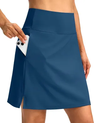 SANTINY 18" Skorts for Women 3 Pockets High Waist Long Athletic Tennis Skirt Golf Skort for Casual Summer Travel