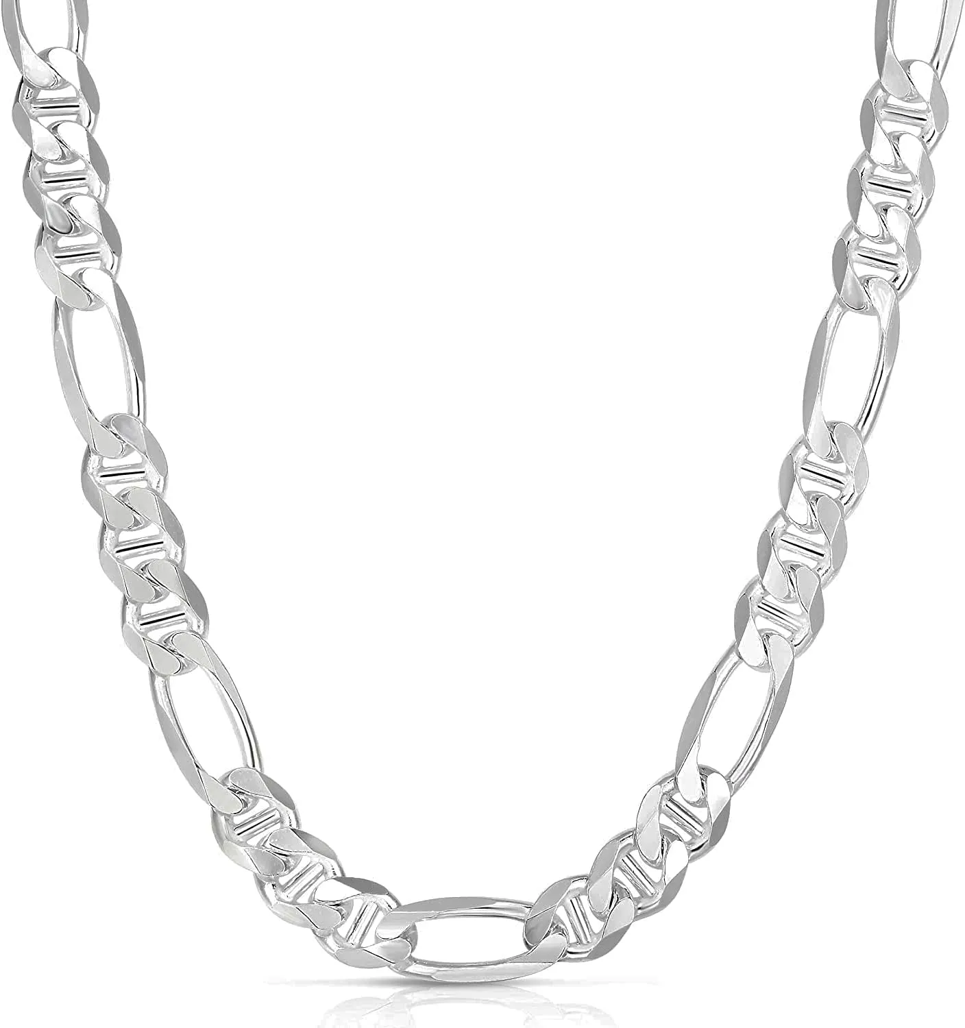 Savlano 925 Sterling Silver Italian Solid Figarucci Figaro Mariner Flat Link Chain Necklace For Men & Women - Made in Italy Comes Gift Box