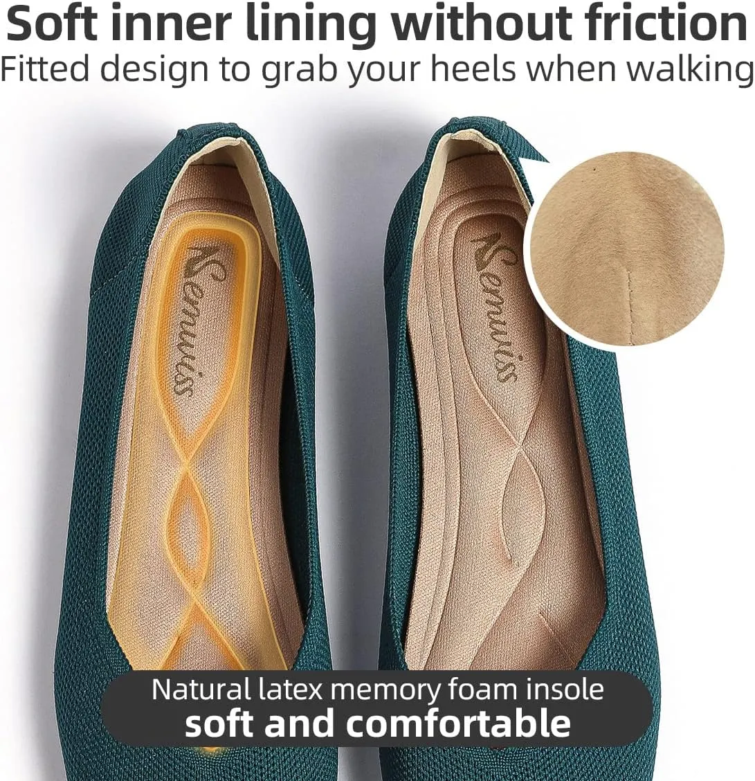 Semwiss Round Toe Flats for Women Dressy Comfortable, Knit Ballet Flat Shoes Casual Shoes Walking Flats Office Shoes.