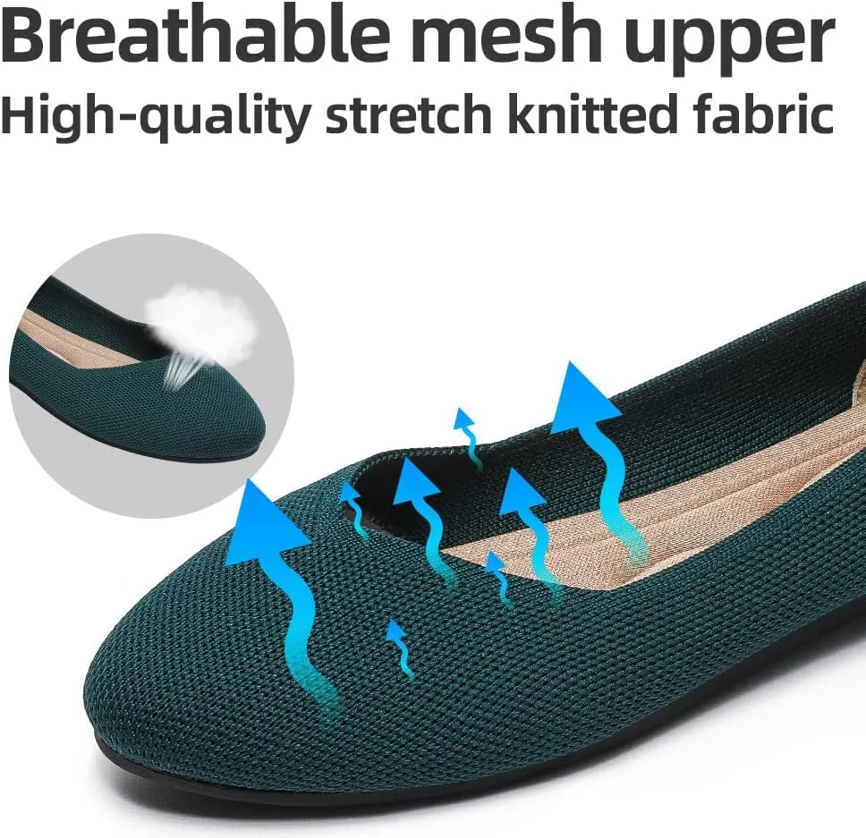 Semwiss Round Toe Flats for Women Dressy Comfortable, Knit Ballet Flat Shoes Casual Shoes Walking Flats Office Shoes.