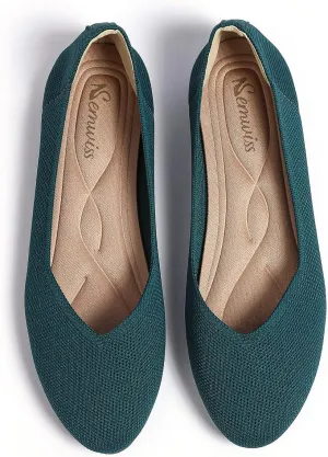 Semwiss Round Toe Flats for Women Dressy Comfortable, Knit Ballet Flat Shoes Casual Shoes Walking Flats Office Shoes.