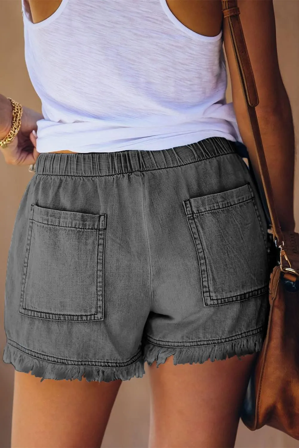 SESERAGI Womens Cotton Linen Shorts Soft Elastic Waist Summer Casual Short Pants