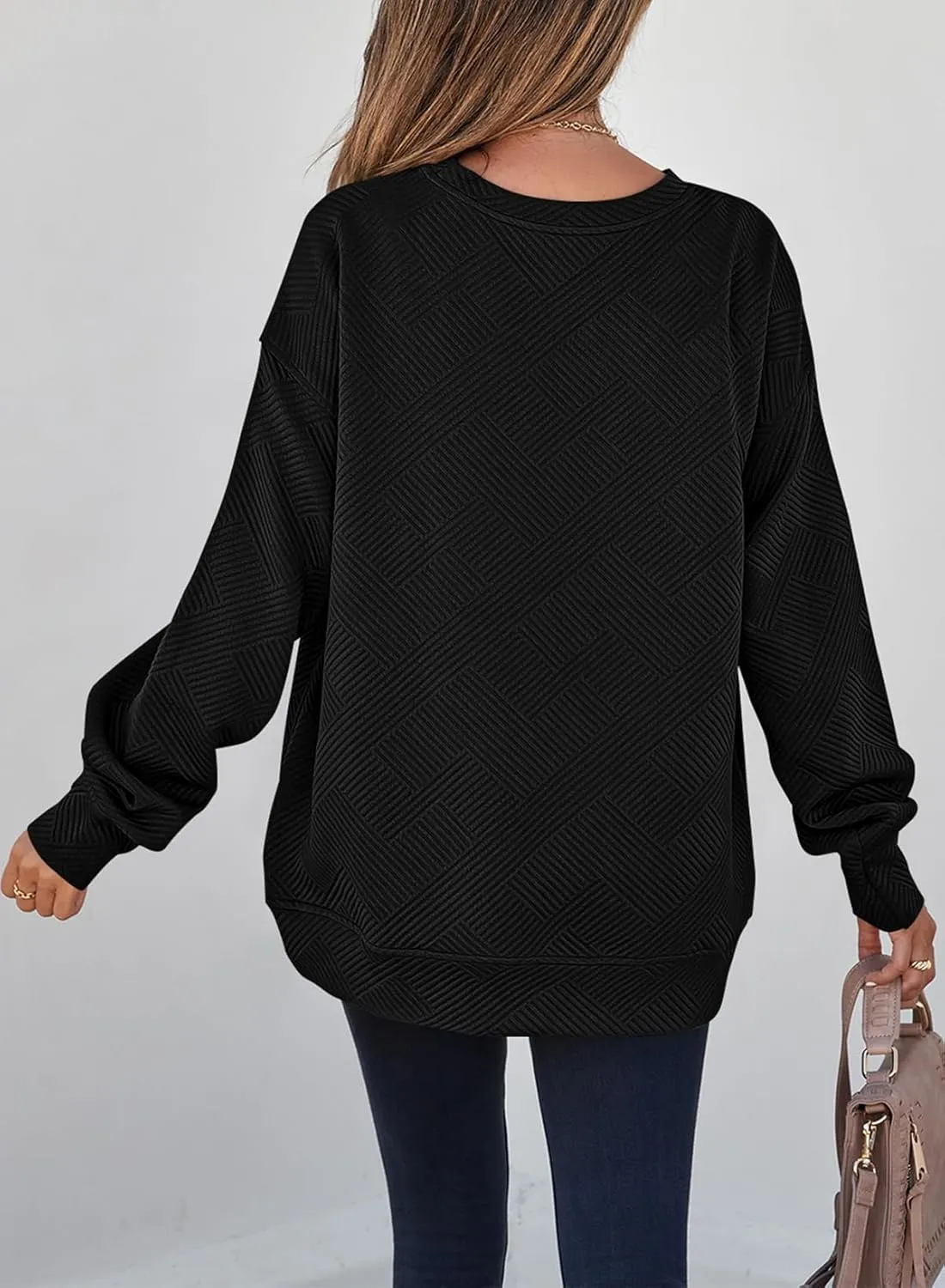 SHEWIN Womens Oversized Sweatshirt Fall Fashion 2024 Long Sleeve Tops Casual Crewneck Sweatshirts with Pockets