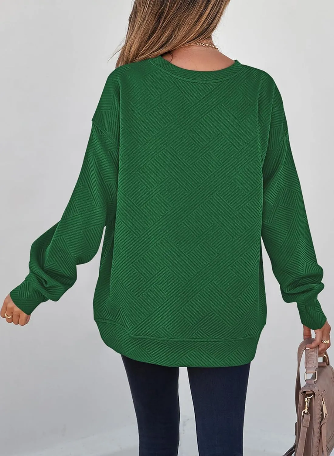 SHEWIN Womens Oversized Sweatshirt Fall Fashion 2024 Long Sleeve Tops Casual Crewneck Sweatshirts with Pockets