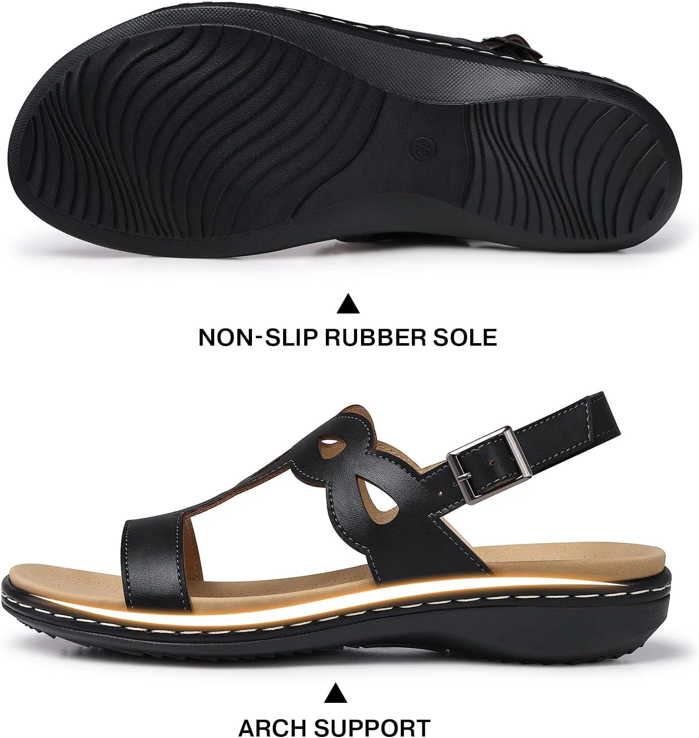 SHIBEVER Flat Sandals for Women Dressy: Comfortable Open Toe Sandal - Summer Comfort Ladies Walking Sandals