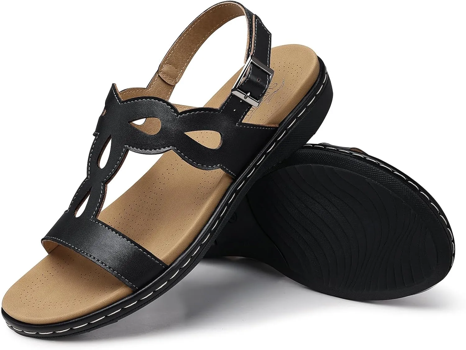 SHIBEVER Flat Sandals for Women Dressy: Comfortable Open Toe Sandal - Summer Comfort Ladies Walking Sandals