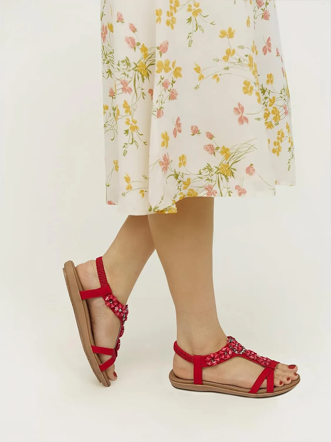 SHIBEVER Flat Sandals for Women Dressy: Summer Comfortable Ankle Strap Womens Sandal