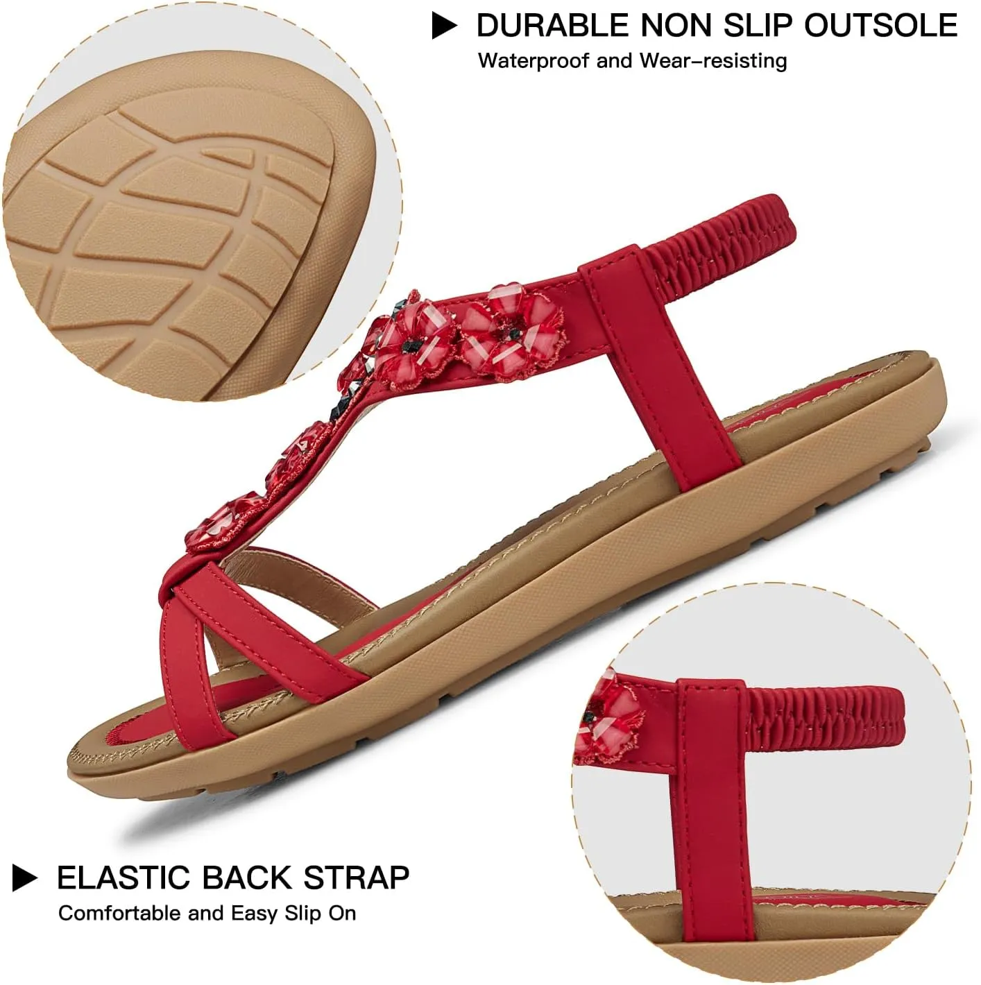 SHIBEVER Flat Sandals for Women Dressy: Summer Comfortable Ankle Strap Womens Sandal