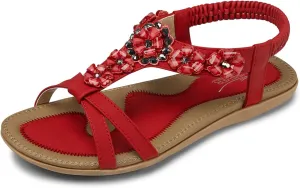SHIBEVER Flat Sandals for Women Dressy: Summer Comfortable Ankle Strap Womens Sandal