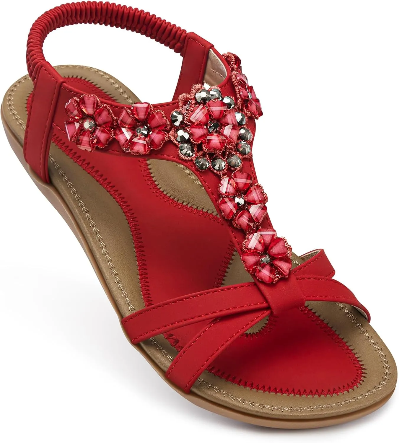 SHIBEVER Flat Sandals for Women Dressy: Summer Comfortable Ankle Strap Womens Sandal
