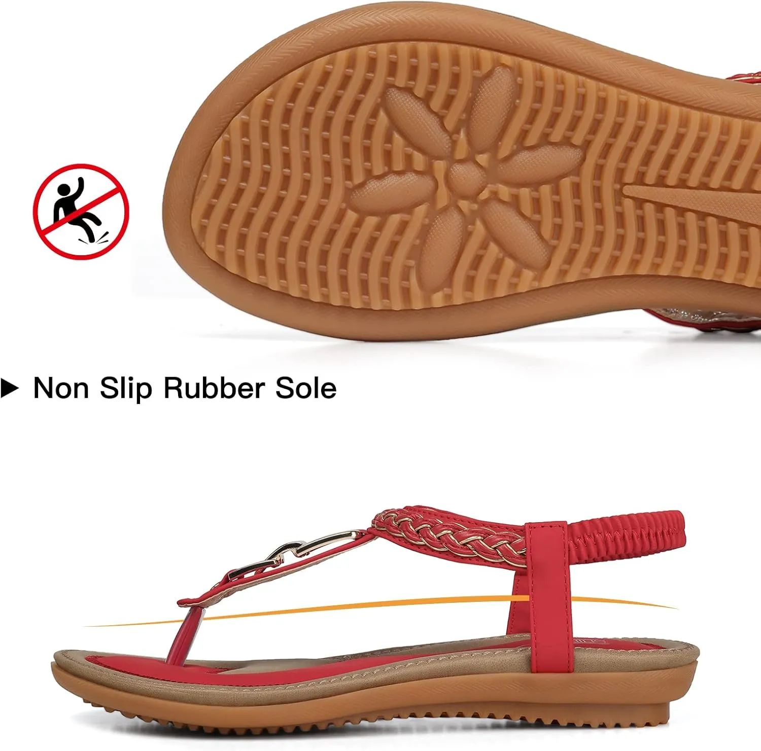 SHIBEVER Womens Sandals Dressy Summer: Women Comfortable Walking Flat Bohemian T-Strap Ladies Casual Comfy Sandals