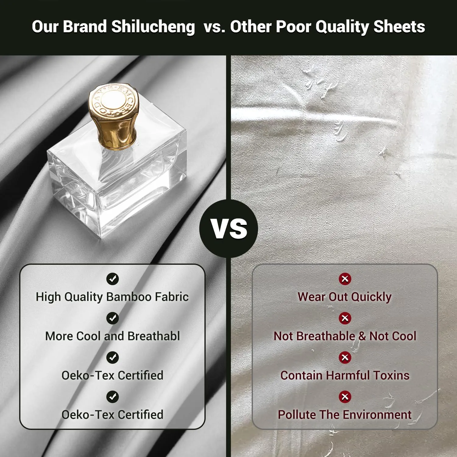 Shilucheng 4 Piece Queen Sheet Sets, Cooling Sheets, Blend Rayon Derived from Bamboo, Deep Pocket Up to 16", Breathable & Soft Bed Sheets, Hotel Silky Bedding Set, Grey