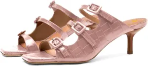 SHODENSE Women Kitten Heels Mules Square Open Toe Sandals Suede 2 Inch Mid Heels Slippers Buckle Strappy Patent Crocodile Mule Clogs Peep Toe Slip-Ons Comfortable Slides Shoes Dressy Fashion 4-11 M US