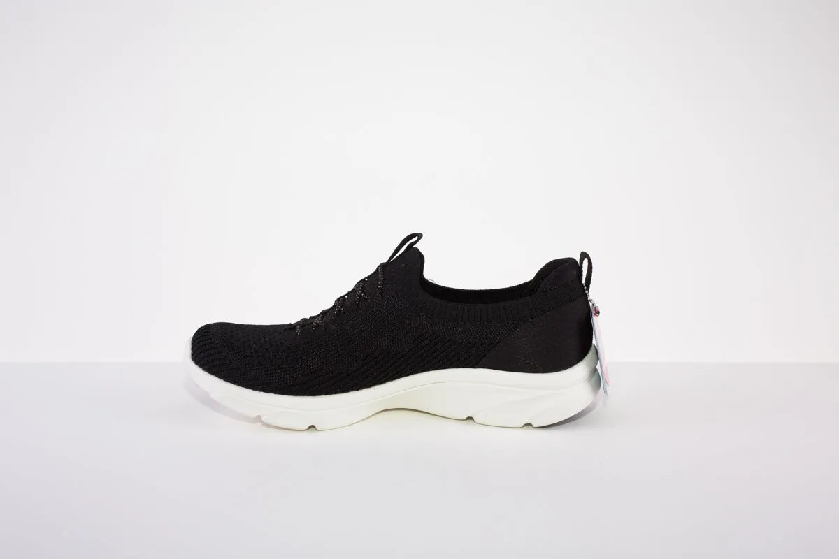 SKECHERS 104335 D'LUX COMFORT-MOC LACE SLIP-ON TRAINER - BLACK/WHITE