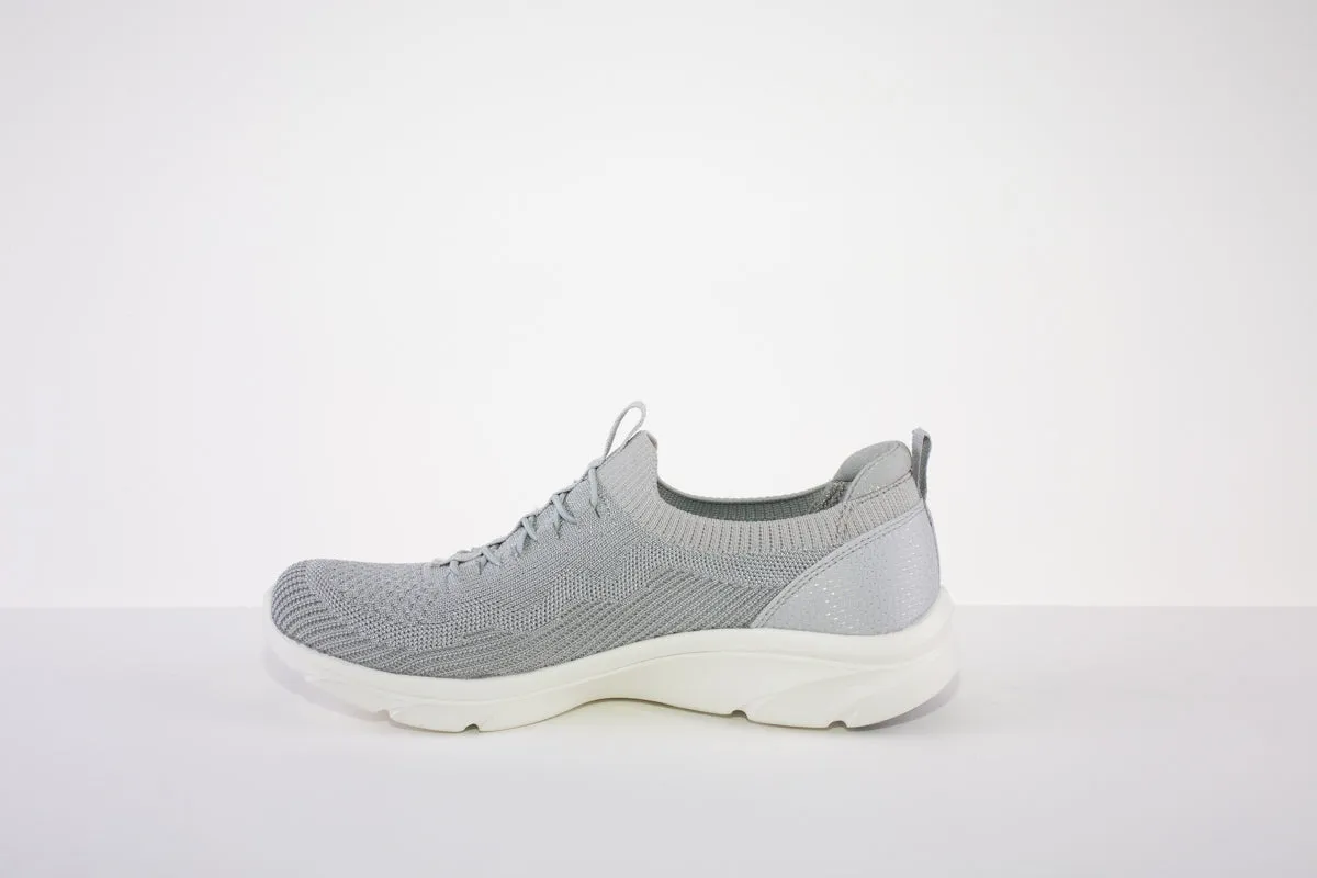 SKECHERS 104335  D'LUX COMFORT-MOC LACE SLIP-ON TRAINER - GREY