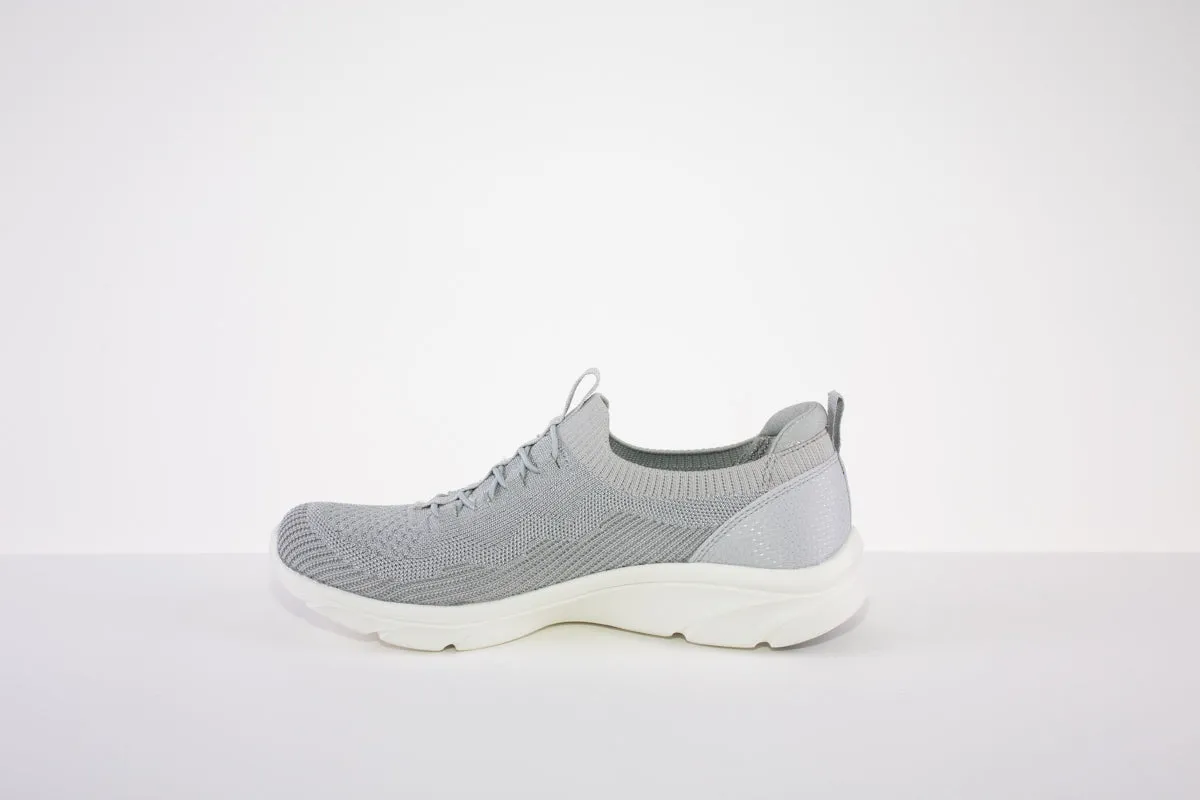 SKECHERS 104335  D'LUX COMFORT-MOC LACE SLIP-ON TRAINER - GREY