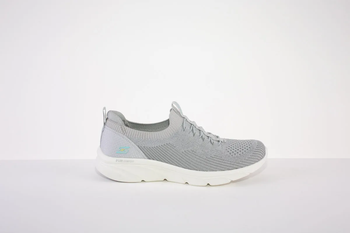 SKECHERS 104335  D'LUX COMFORT-MOC LACE SLIP-ON TRAINER - GREY