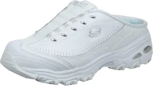 Skechers Women's D'Lites Bright Sky Mule, White/White/Silver, Size 7 Wide