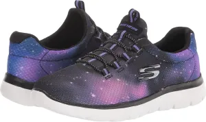 Skechers Women's D'Lites - Comfy Steps Sneaker Mule, Black/Black, 8.5