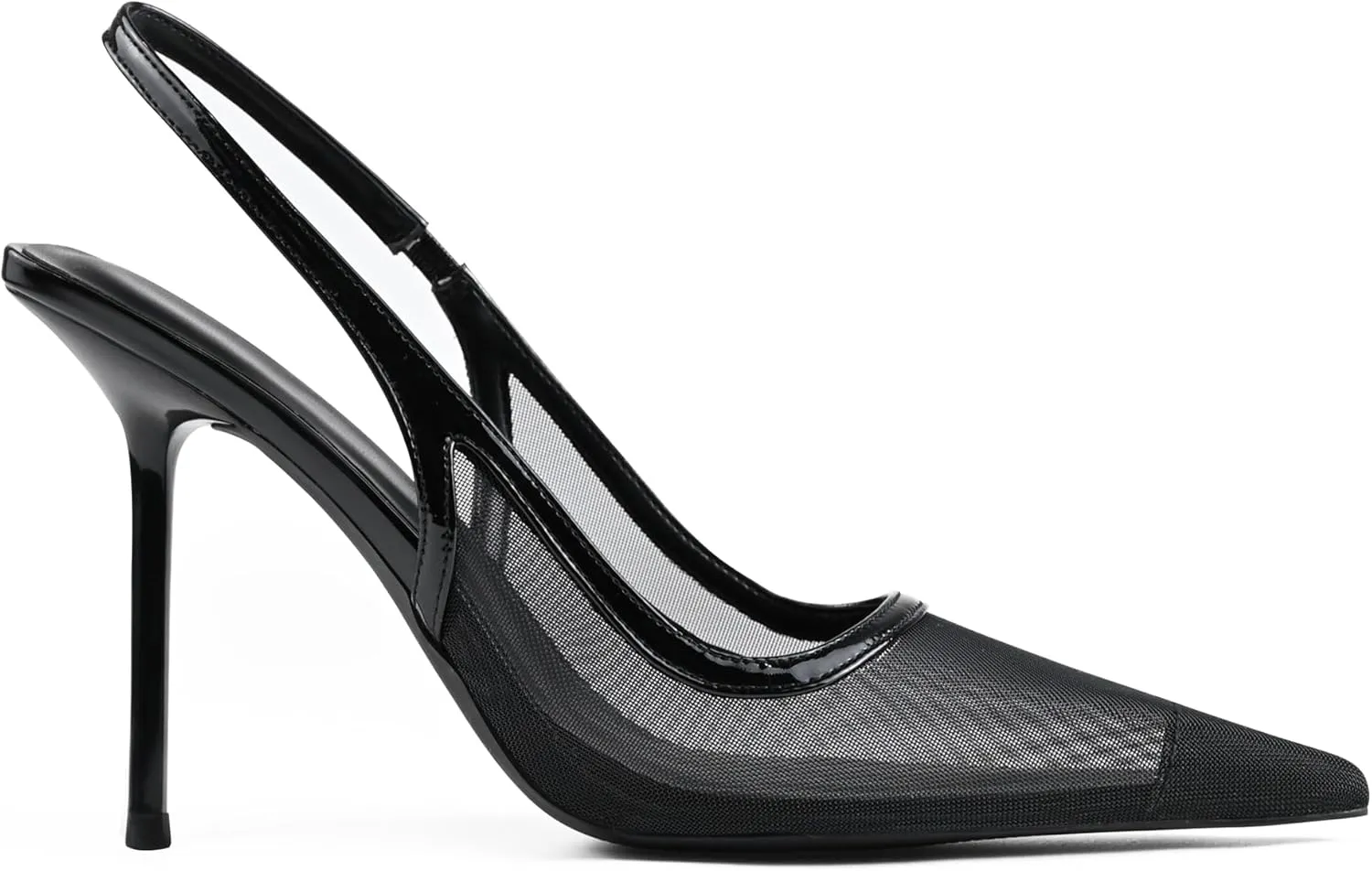 Slingback Heels for Women Pointed Toe Stiletto High Heels Stretch Slip on Backless Patent Leather Fashion Comfortable Dress Pumps Shoes