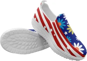 Slip On Women Shoes Hippie Florals Rocking Sole Loafers Comfort Elastic Stretch Mesh Casual Walking Sneakers