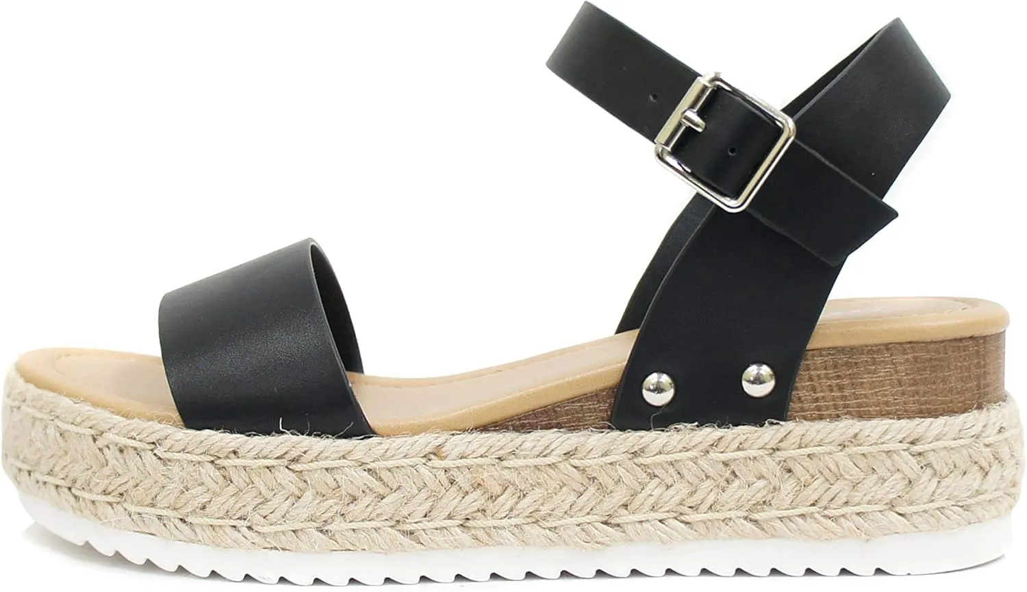 Soda Clip by TrendyFashion ~ Open Toe Single Band Espadrille Jute Platform Flatform Casual Fashion Sandals with Buckle Ankle Strap