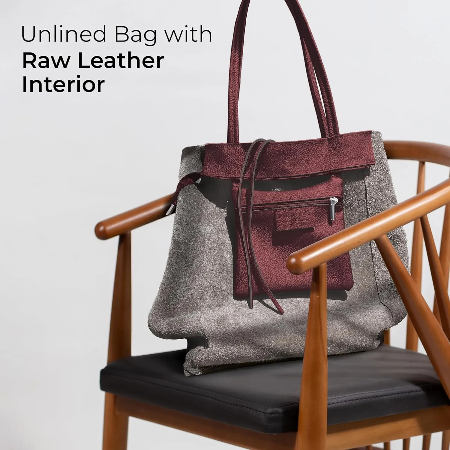 Soft Italian Genuine Calf Leather Tote Bag | Unstructured Unlined Shopper with Zipper, Inside Pocket & Flat Base