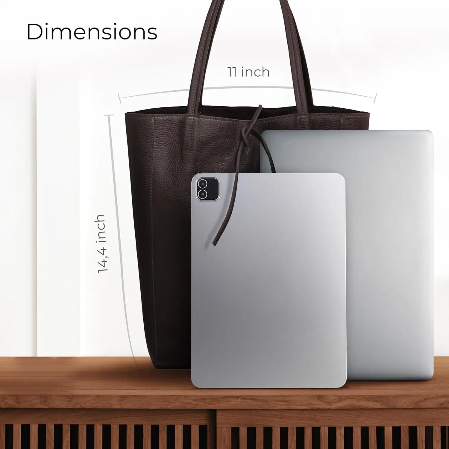 Soft Italian Genuine Calf Leather Tote Bag | Unstructured Unlined Shopper with Zipper, Inside Pocket & Flat Base