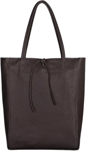 Soft Italian Genuine Calf Leather Tote Bag | Unstructured Unlined Shopper with Zipper, Inside Pocket & Flat Base