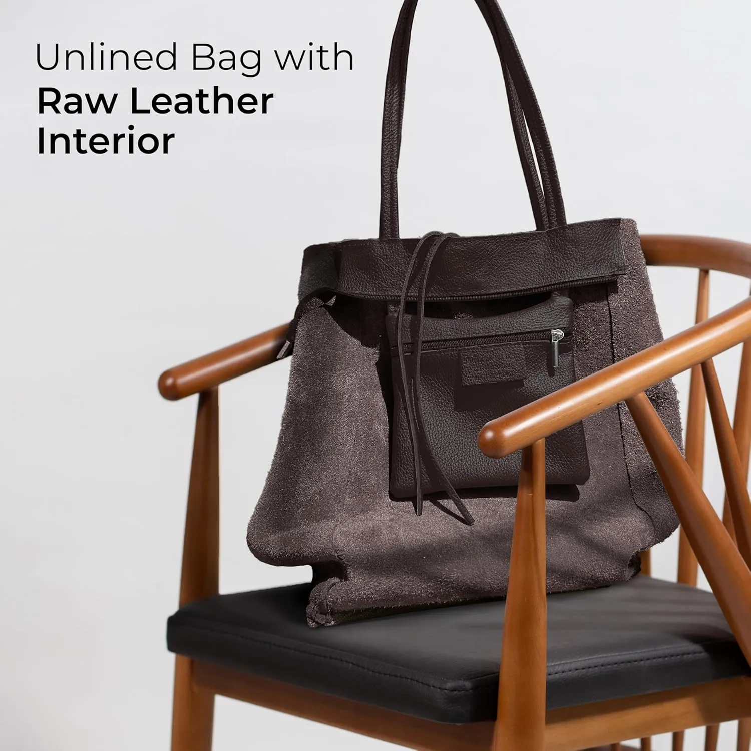Soft Italian Genuine Calf Leather Tote Bag | Unstructured Unlined Shopper with Zipper, Inside Pocket & Flat Base