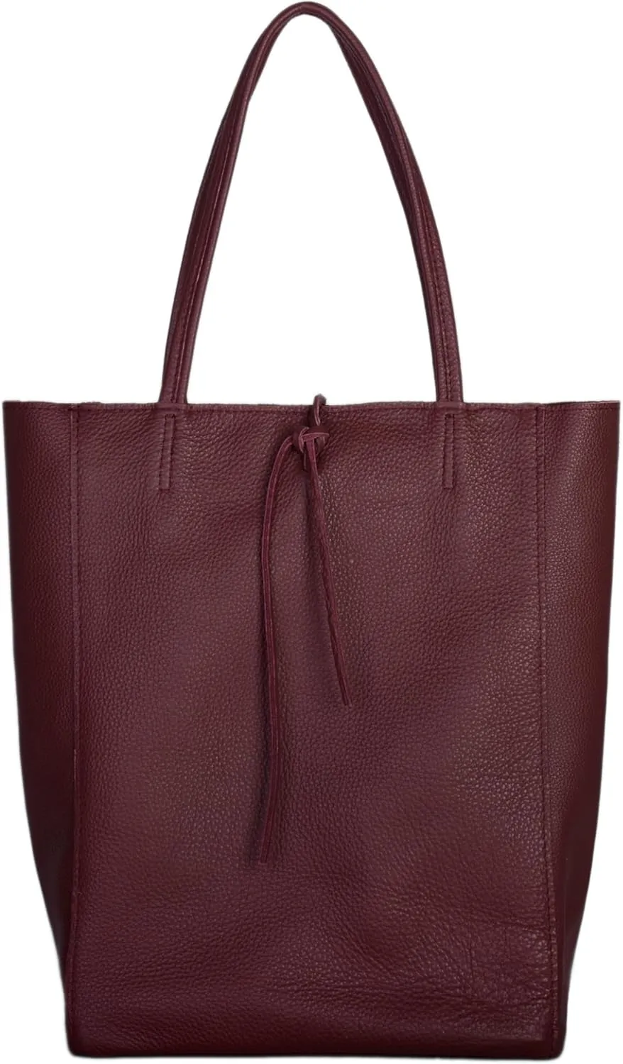 Soft Italian Genuine Calf Leather Tote Bag | Unstructured Unlined Shopper with Zipper, Inside Pocket & Flat Base