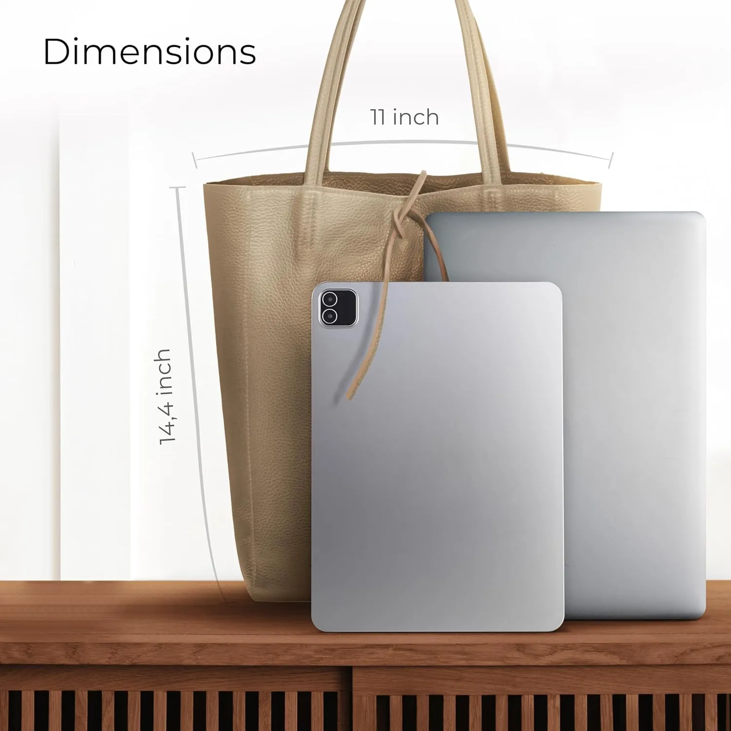 Soft Italian Genuine Calf Leather Tote Bag | Unstructured Unlined Shopper with Zipper, Inside Pocket & Flat Base
