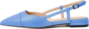 Soireelady Women's Slingback Flats, Closed Pointed Toe 2CM Ballet Flats, Cap Toe Comfortable Casual Flat Office Dressy Shoes