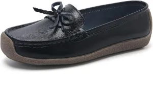 Solaud Women's Leather Loafers Comfort Soft Wild Driving Anti-Collision Penny Moccasins Nurses Work Daily Walking Flats Casual Shoes