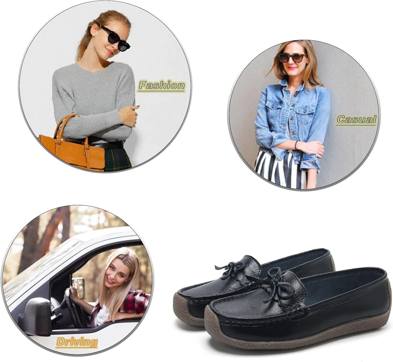 Solaud Women's Leather Loafers Comfort Soft Wild Driving Anti-Collision Penny Moccasins Nurses Work Daily Walking Flats Casual Shoes