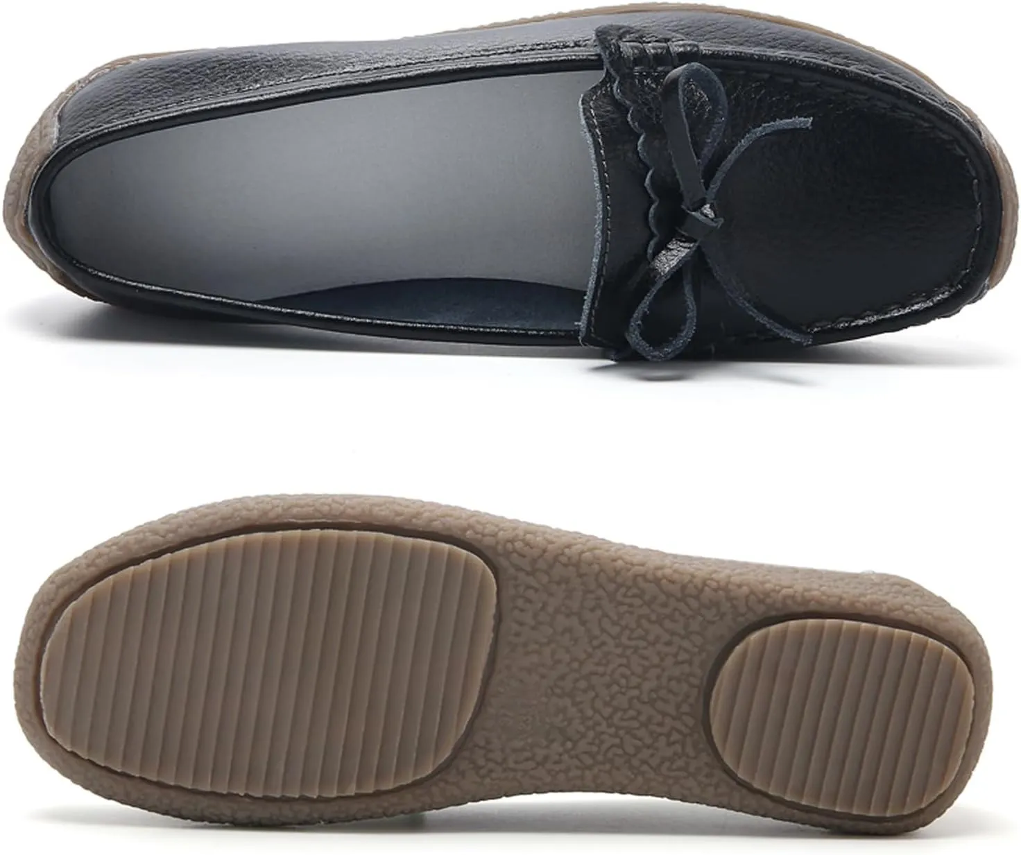 Solaud Women's Leather Loafers Comfort Soft Wild Driving Anti-Collision Penny Moccasins Nurses Work Daily Walking Flats Casual Shoes