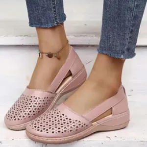 Solenn - Unkomplizierte Perforierte Wedge Espadrilles flache Schuhe