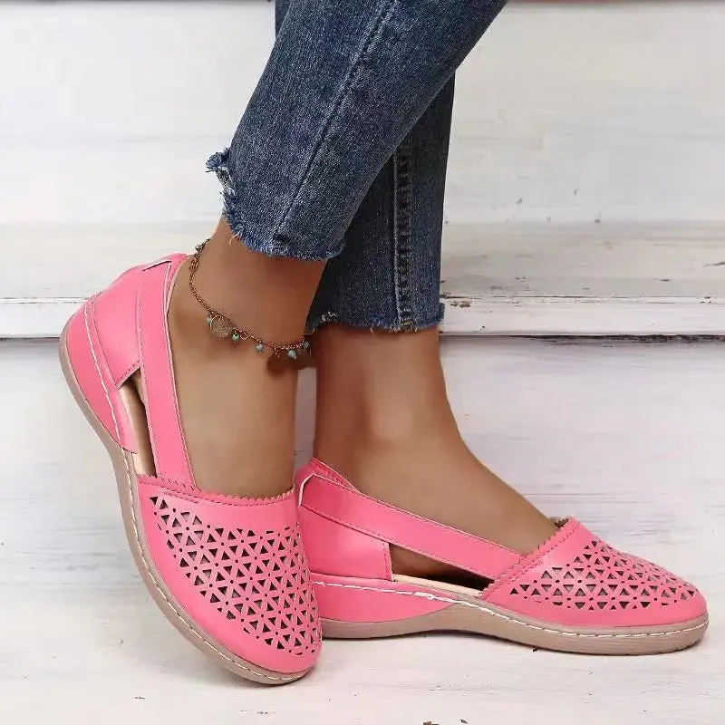 Solenn - Unkomplizierte Perforierte Wedge Espadrilles flache Schuhe