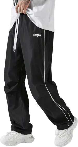 SOLY HUX Men's Parachute Pants Y2k Baggy Sweatpants Wide Leg Drawstring Waist Casual Pants Streetwear