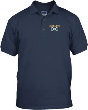 Speedy Pros Scotland Flag Embroidery Embroidered Golf Polo Shirt Navy X-Large