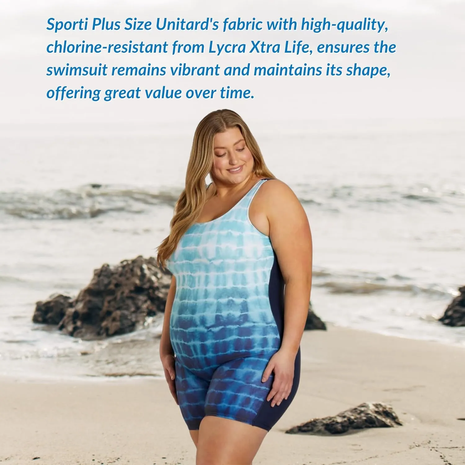 Sporti Plus Size Women Boyleg One Piece Swimsuit - Unitard Bathing Swimsuit - Athletic Full Coverage Lap Swimming Suit
